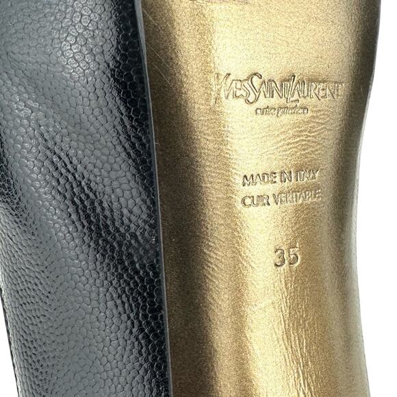 Yves Saint Laurent YSL "TRIBTOO" BLACK CAVIAR LEATHER STILETTOS PLATFORMS PUMPS - Picture 9 of 16